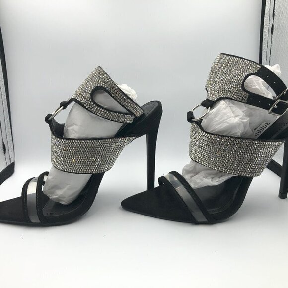 Cape Robbin Damita Black Suede Rhinestone Womens High Heels Size 6 (Brand New) - Picture 6 of 9